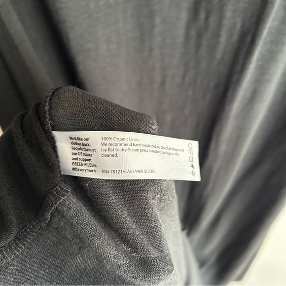 Eileen Fisher Sleeveless Organic Linen Asymmetrical Midi Dress Sz Large Black - Picture 5 of 6